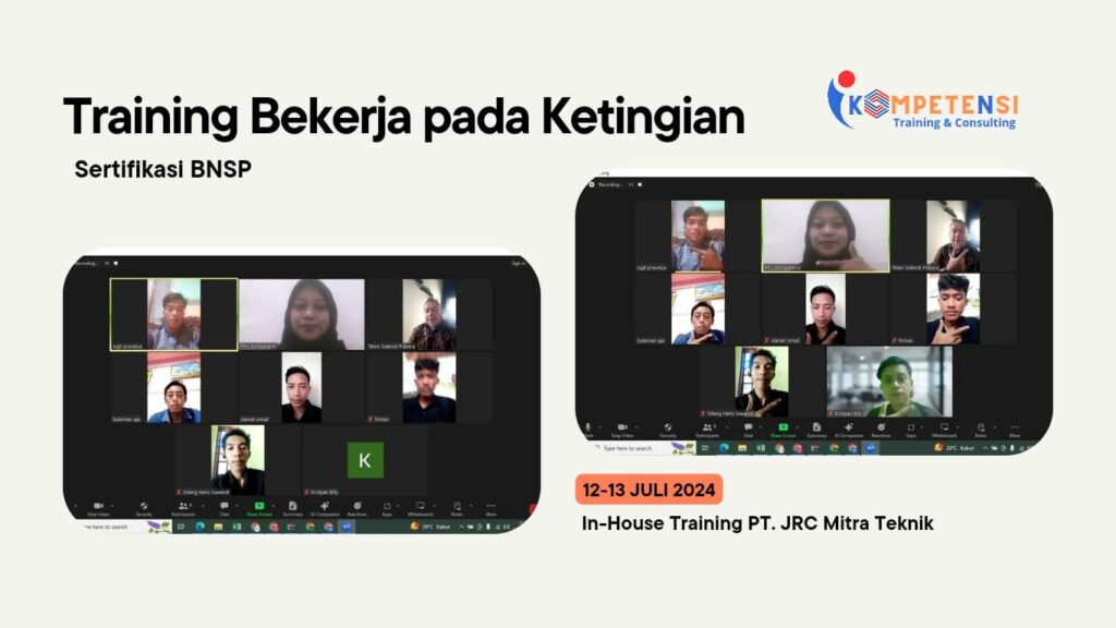 Training Bekerja Pada Ketingian sertifikasi BNSP
